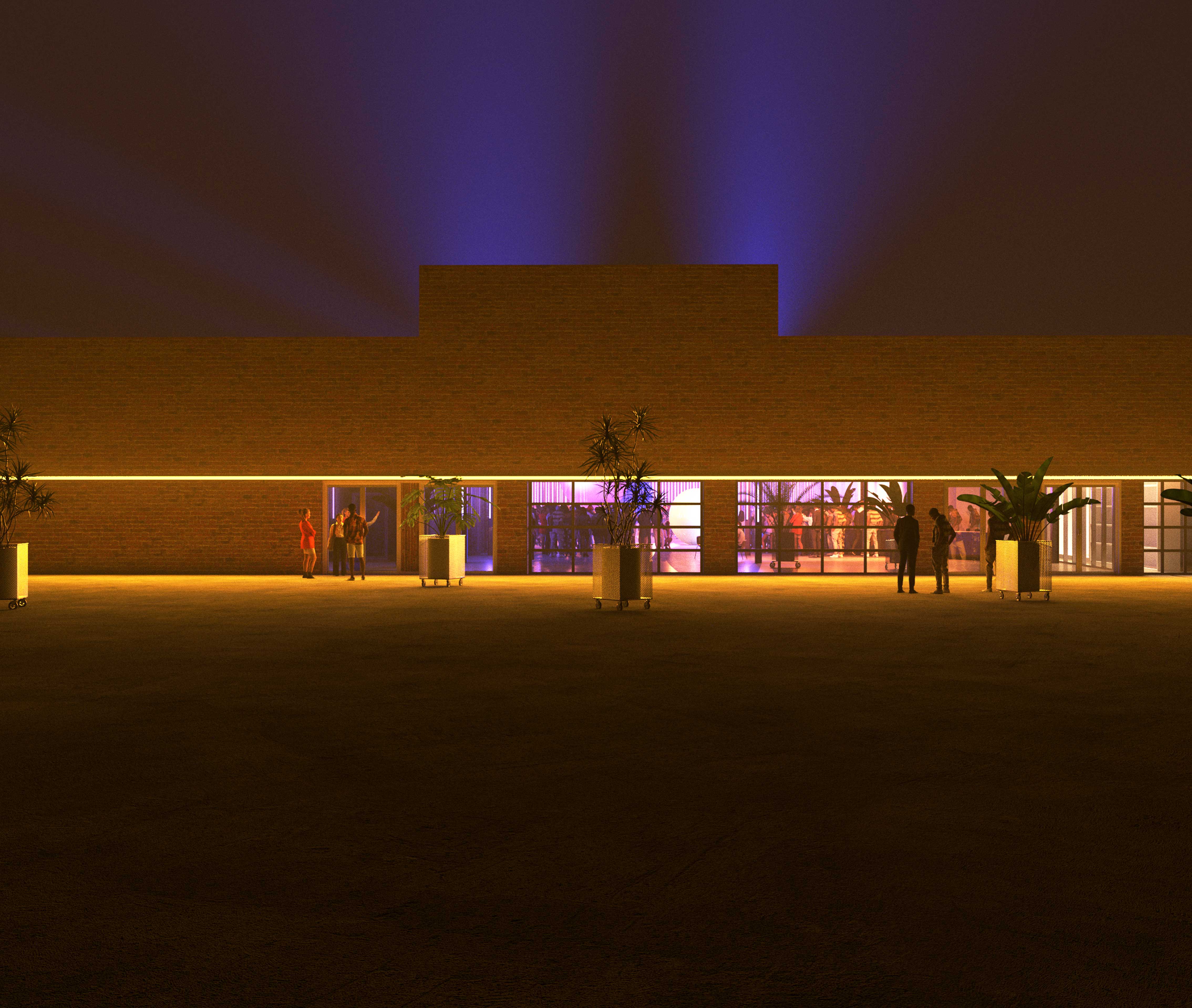 The LOOP venue exterior lit up at night